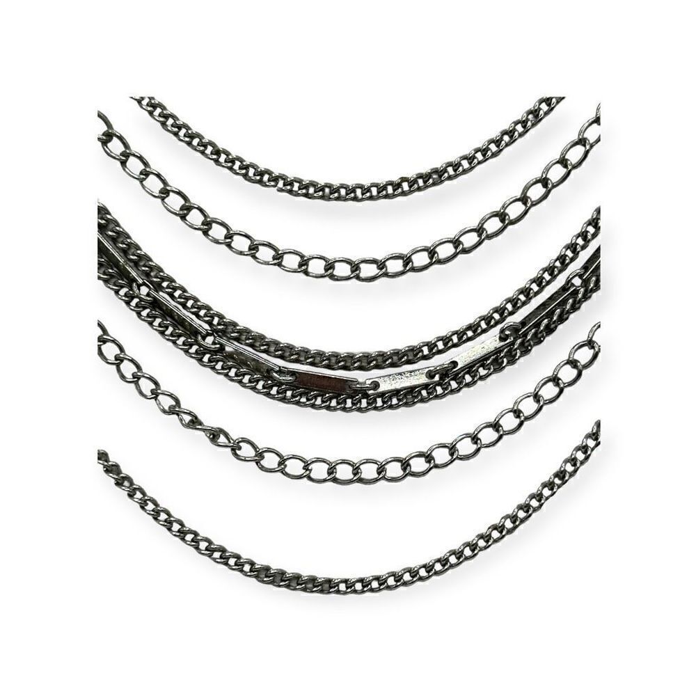 Vintage silver-toned multi strand necklace 12 inches long - Picture 2 of 13